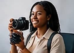 A creator holding a camera